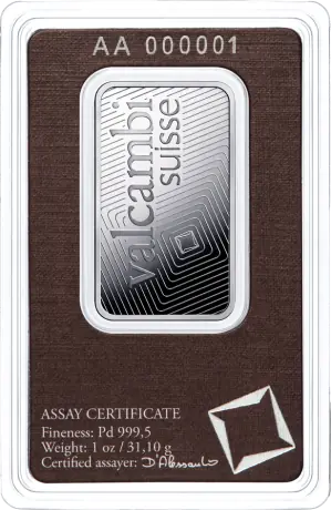 1 oz Palladium Bar | Valcambi