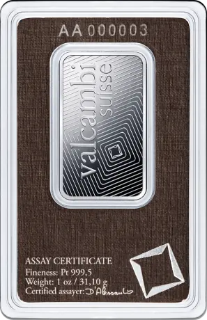 1 oz Platinum Bar | Valcambi