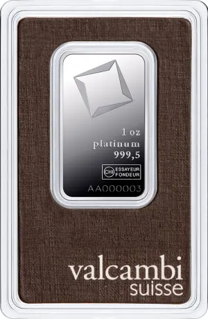 1 oz Platinum Bar | Valcambi