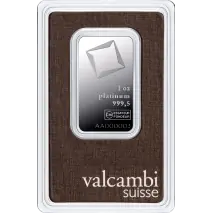 1 oz Platinum Bar | Valcambi