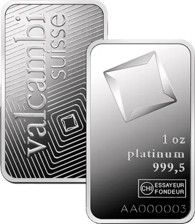 1 oz Platinum Bar | Valcambi