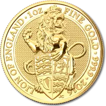 1 oz Queen's Beasts Le&oacute;n | Oro | 2016