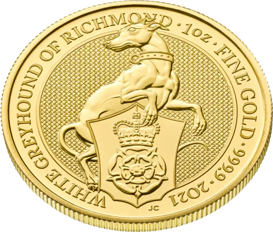 1 oz Queen's Beasts White Greyhound of Richmond Gold Coin (2021)