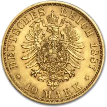10 Mark | Emperador Wilhelm I Prusia | Gold | 1873-1888
