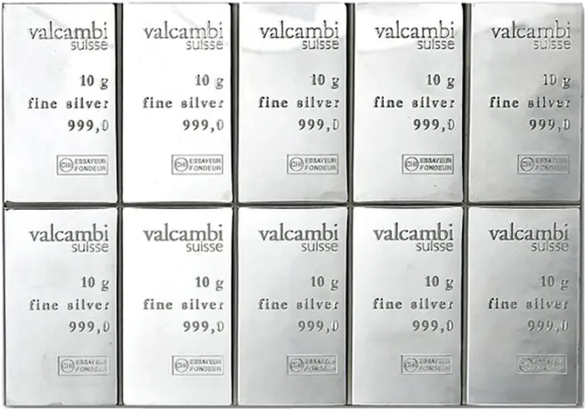 10 x 10g CombiBar&reg; | Silver | Valcambi
