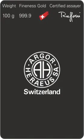100g Gold Bar | Argor Heraeus | Casted