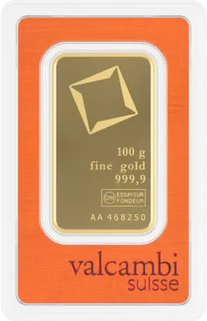 100g Lingote de Oro | Valcambi | Acu&ntilde;ada