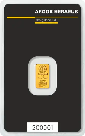 1g Gold Bar | Argor-Heraeus | Kinebar