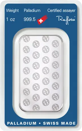 1 oz Palladium Bar | Argor Heraeus