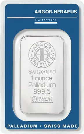 1 oz Palladium Bar | Argor Heraeus