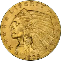 2.5 D&oacute;lar Quarter Eagle "Indian Head" | Oro | 1908-1929