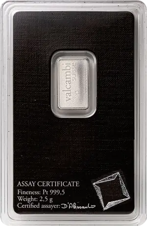 2.5g Platinum Bar | Valcambi