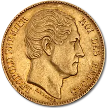 20 Franc Leopold I B&eacute;lgica | Oro | 1831-1865