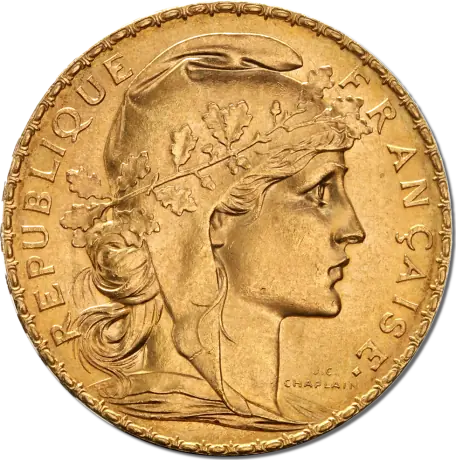 20 French Francs Marianne Rooster Gold Coin | 1899-1914