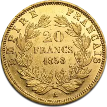 20 Francos Franceses Napole&oacute;n III | Oro | A&ntilde;os Diversos