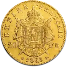 20 Francs Franceses Napole&oacute;n III | Oro | 1853-1860