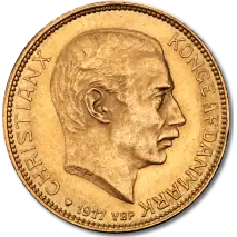20 Coronas Cristi&aacute;n X Dinamarca | Oro | 1913-1917