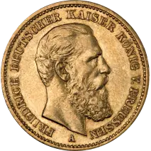 20 Mark | Emperador Friedrich III Prusia | Oro | 1888