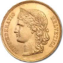 20 Francos Suizos Helvetica | Oro | 1883-1896
