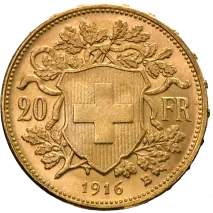 20 Francos Suizos Vreneli | Oro | 1897-1949