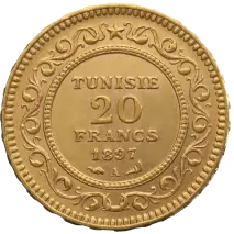 20 Francos Tunecinos | Oro | a&ntilde;os diversos
