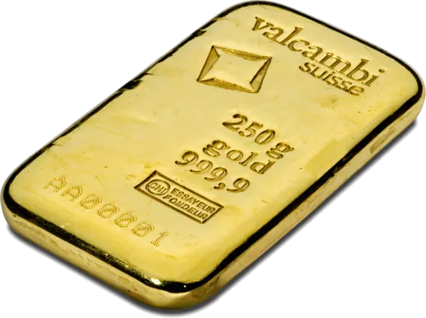250g Gold Bar | Valcambi | Casted