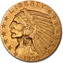 5 D&oacute;lar Half Eagle "Indian Head" | Oro | 1908-1929