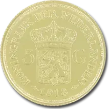 5 Dutch Guilders Wilhelmina | Gold | 1892-1933