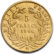 5 Francos Franceses Napole&oacute;n III | Oro | 1854-1869