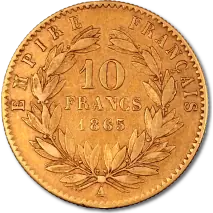 10 Francos Franceses Napole&oacute;n III Laureado | Oro | 1854-1869